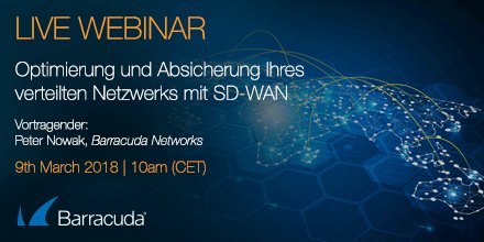 Attention all German speakers! We have a free webinar on Friday 9th March, 10am CET. Don’t miss this opportunity to get all your questions answered about SD-WAN and security for the distributed enterprise. Register here, note the webinar will be in German! ow.ly/e8Vv30iIJAW