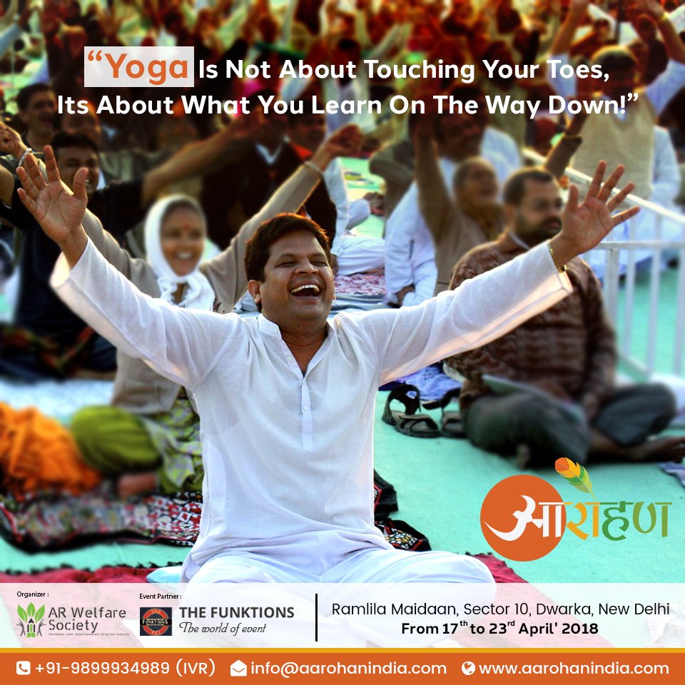 aarohan_event's tweet photo. “Yoga is not about touching your toes, it's about what you learn on the way down!” Practice Yoga with Yog Gurus from all over the world at Aarohan from 17-23rd April 2018.

#yoga #yog #practice #practiceyoga #yogaguru #topyogagurus #yogasana #yogalove #yogalife #yogaeverywhere https://t.co/Ovlf1aArij