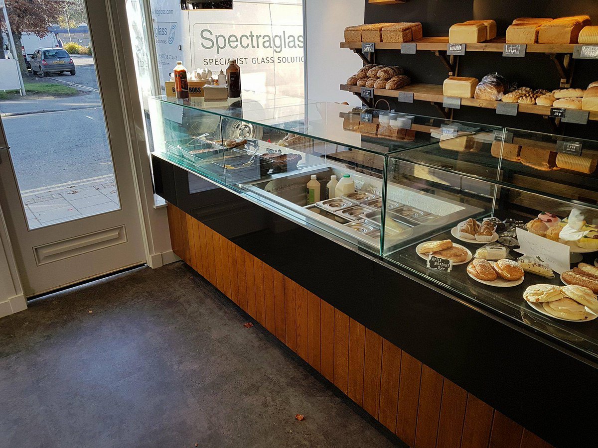 Nice serving counter at Chalmers Bakery Ballater. UV bonded 12mm toughened glass. <a href="/ChalmersBakery/">Chalmers Bakery</a>