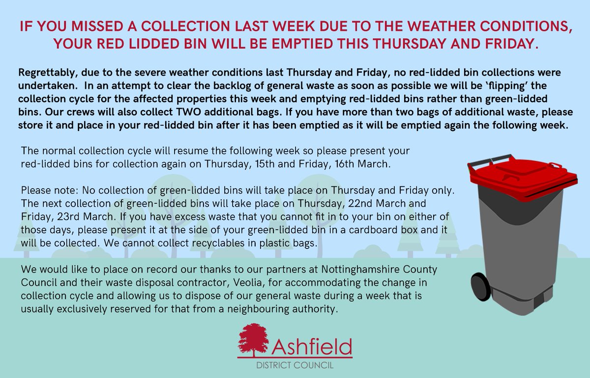 Ashfield Council on Twitter "Glass bins should be collected as normal