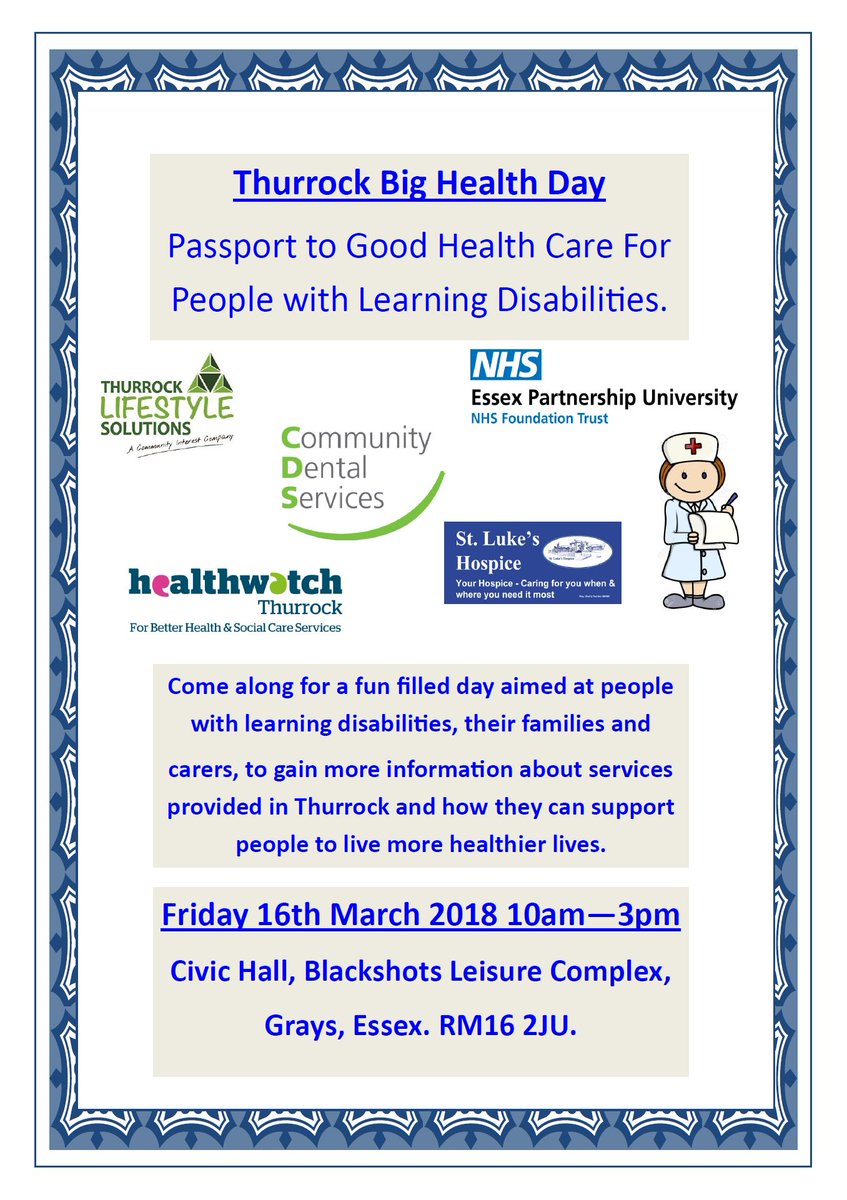 ST_thurrock's tweet photo. Come along for a fun filled day aimed at people with learning disabilities, their families and carers, to gain more information about services provided in Thurrock and how they can support people to live more healthier lives https://t.co/5bPfjN8AC5