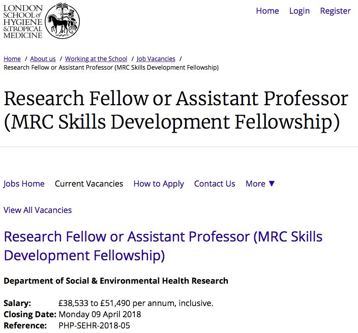 stevencjcummins's tweet image. Fantastic opportunity to apply for two 3 year @The_MRC Skills Fellowships @LSHTMpress in #healtheconomics #epidemiology #mathematicalmodelling at Research Fellow or Assistant Prof level. Please RT: jobs.lshtm.ac.uk/Vacancy.aspx?r…