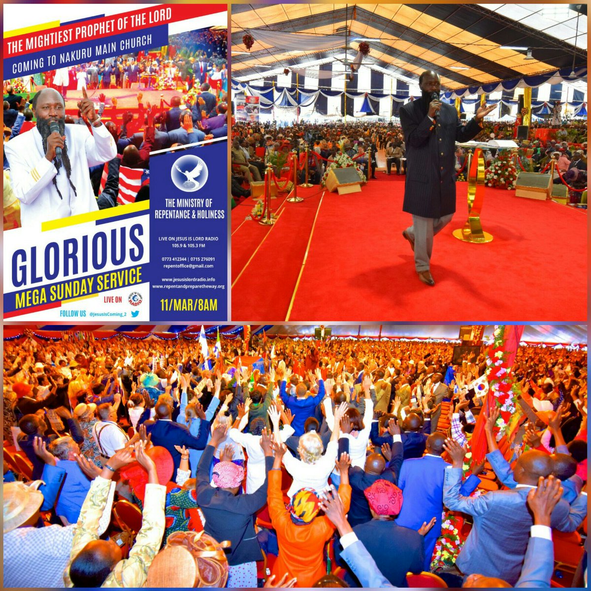 JuneAteka's tweet photo. ITS GOING TO BE BIG 
Somebody please you can not miss This END TIME REVIVAL In NAKURU SUPER MEGA SUNDAY SERVICE 11/3/2018 THE MIGHTIEST PROPHET OF THE LORD #ProphetDrOwour Is going to Minister unto The Church please Come all don't be left behind. https://t.co/fgCIcVO7df