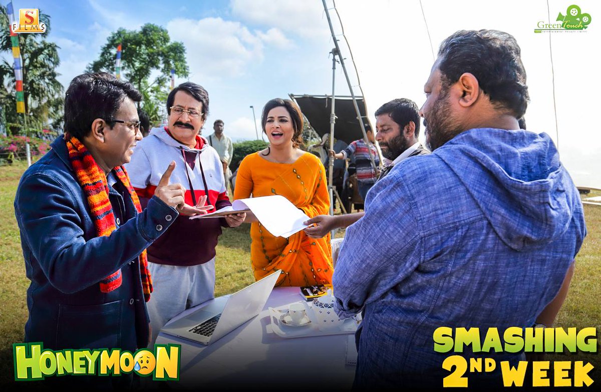 Shooting is always fun when you have such wonderful colleagues to work with! 
#CandidShot #BehindTheScene #Honeymoon 
#Smashing2ndWeek 
Book your tickets now: bit.ly/HoneymoonBMS 
<a href="/subhashreesotwe/">Subhashree Ganguly</a> #RanjitMallick #RudranilGhosh <a href="/premendubikash/">PremenduBikash Chaki</a> <a href="/SurinderFilms/">Surinder Films</a>