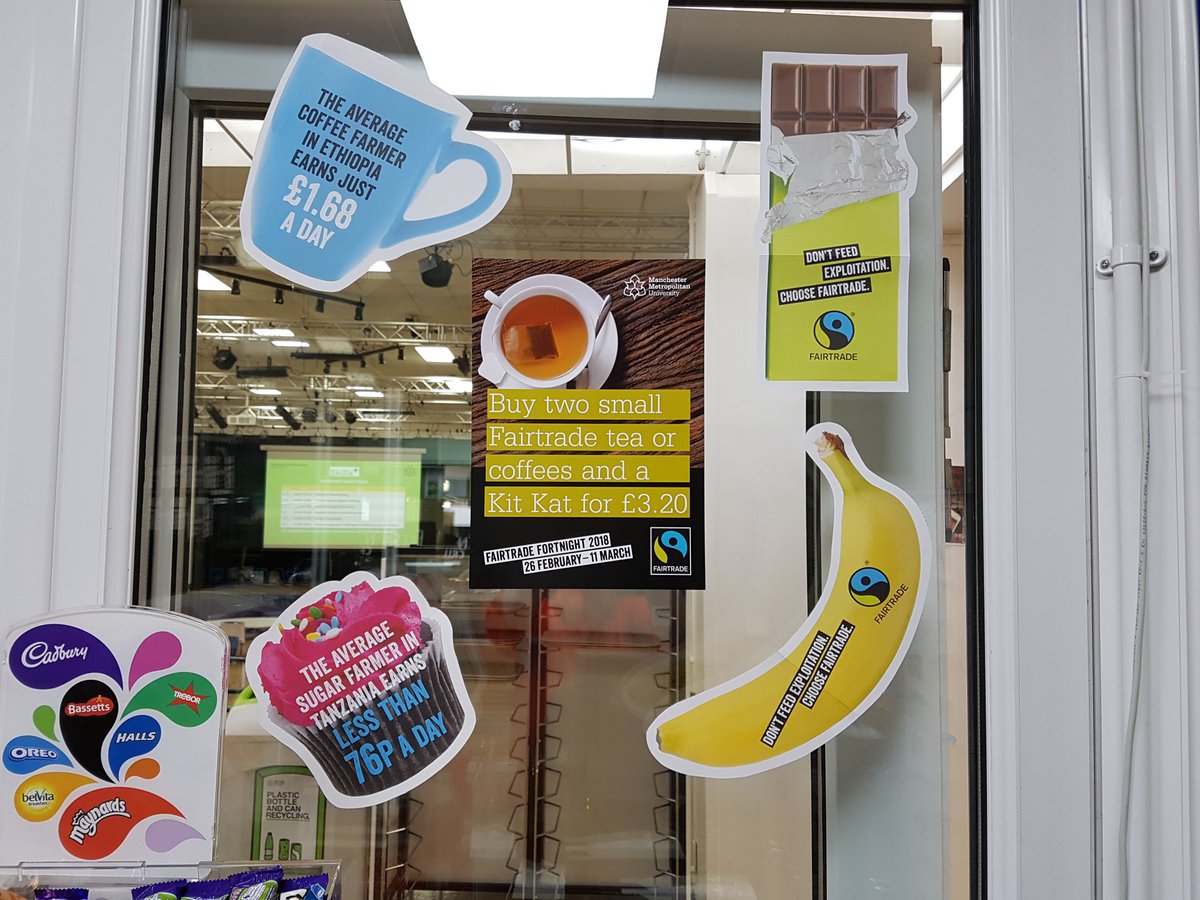 McrMetSustain's tweet photo. Don't forget there's some great offers on Fairtrade products at @MMU_Food outlets &amp; the chance to win a hamper #FairtradeFortnight 🍌 https://t.co/JCU0AZDSBc