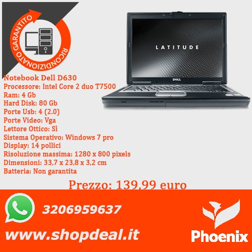 Shopdealpc's tweet photo. Buongiorno dallo staff della Phoenix S.r.l. 🙂
Notebook Dell D630, Intel Core 2 duo, Rm 4 Gb, Hd 80 Gb, Windows 7 pro e Display 14" a 139,99 euro ✅💻
Per altre info https://t.co/uUqSkF2kyX #shopdeal #informatica #core2duo #dell #d630 #angri #Italia #refurbished https://t.co/4igEjtolIa