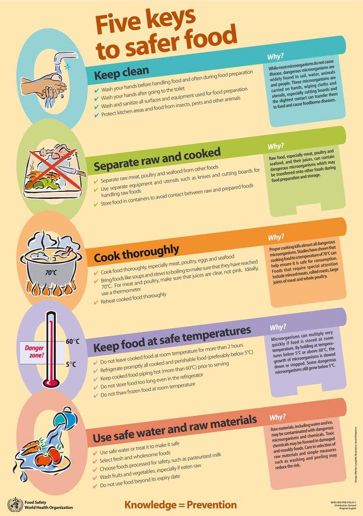 WHO's tweet photo. #Listeriosis is a serious, but preventable and treatable disease. Follow these five keys to safer food to protect yourself and your loved ones https://t.co/pK8EJ7FduX #SafeFood https://t.co/Zgd201S8WJ