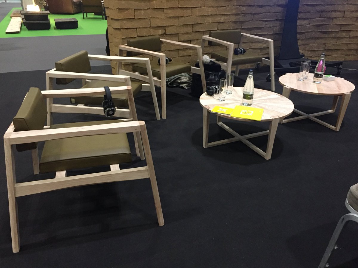 LanternLatest's tweet photo. Beautiful Heliconia furniture from our elephant park project waiting for the Ecobuild speakers #reusetrees https://t.co/awwJxK5xum