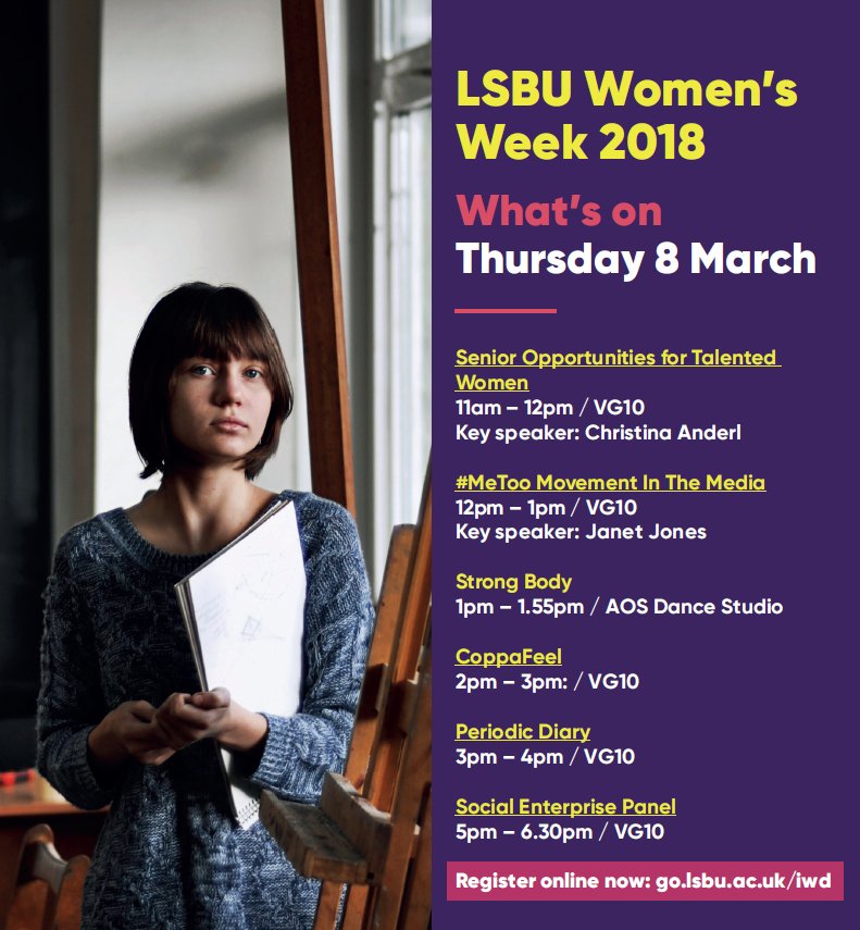 We are collecting sanitary products for homeless women during LSBU Women’s Week. Come along on 8th March at 3pm to find out how you can help #LSBUWomensWeek #PressforProgress eventbrite.co.uk/e/lsbu-womens-… @LSBU @LSBUalumni @EQUINET_LSBU
