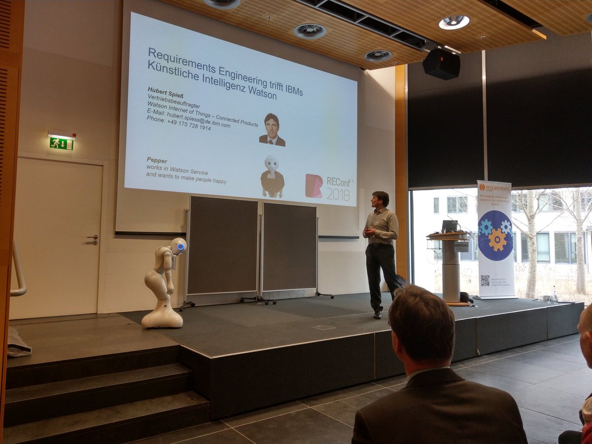OZilken's tweet photo. Meine Hoffnung als Scrum Master: Product Owner durch KI ersetzen 😉. @IBMIoT  bei der #ReConf  @REConf https://t.co/H4GZ7yEpIr