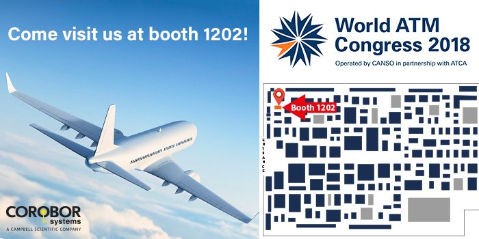 corobor_systems's tweet photo. Attending #WorldATM? Don’t forget to visit our team at booth 1202! We’re waiting for you with our @campbellsci_eu and #CoastalEnvironmentalSystems colleagues! 😊 https://t.co/YY0DjBcYHs