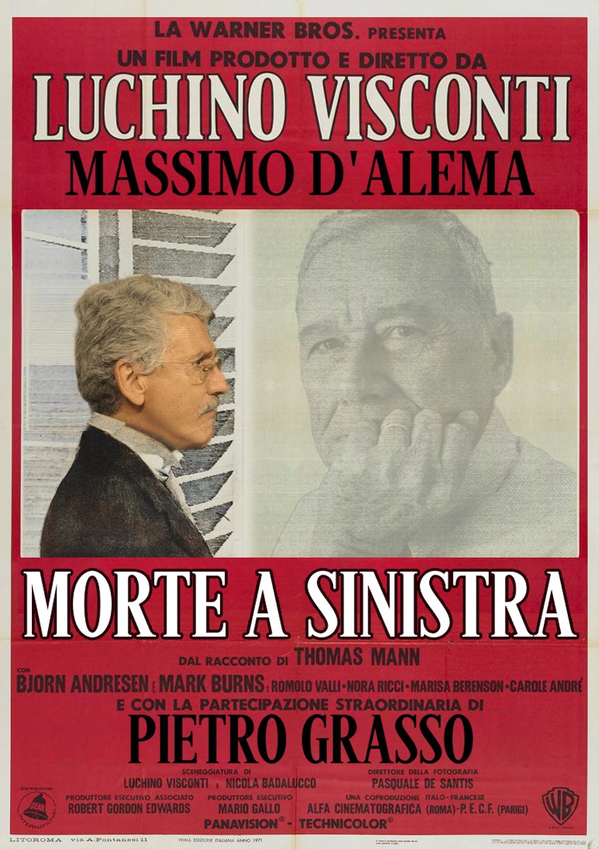 elezionicinema's tweet photo. Morte a Sinistra, dal 4 marzo in sala #cinemavoto #elezioni #4marzo #ElezioniPolitiche2018 #elezioni2018 #risultatielettorali #photoshop #meme #fotoritocco #photoediting #LeU #MassimoDAlema #DAlema #PietroGrasso #risultatielettorali #sinistra #MorteaVenezia https://t.co/tDXNNwPuwj