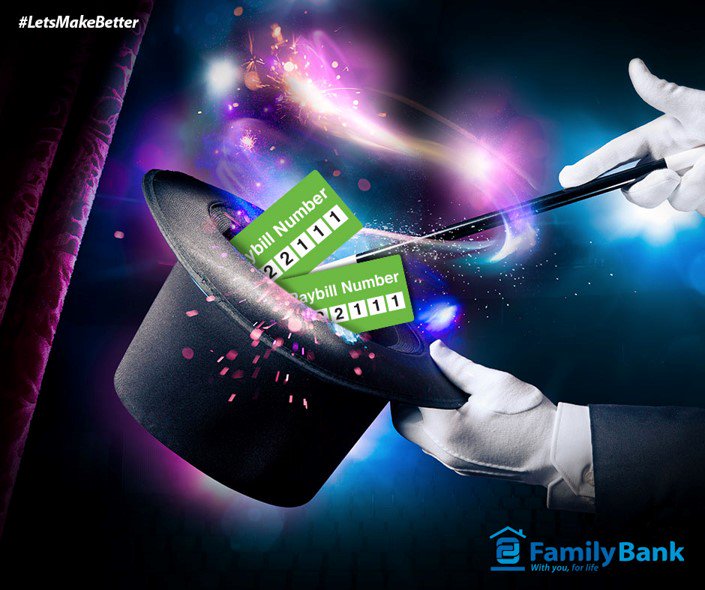 FamilyBankKenya's tweet photo. Need to deposit into any Family Bank account the fast, safe and easy way? Just arm yourself with the account number for the receiving account and let Paybill number 222111 work its magic. #LetsMakeBetter https://t.co/4EfRVRH0hi
