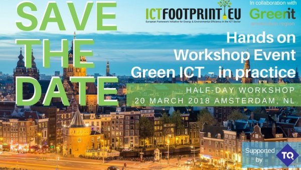 GreenITAms's tweet photo. Registration are now open for the upcoming free half-day workshop organised in collaboration with @ICTFOOTPRINTe - Best practices | #sustainableIT suppliers | #GreenIT #carbonfootprint | policies | networking lunch  https://t.co/VGe6Ms7oLi https://t.co/ktGoSyjiqx