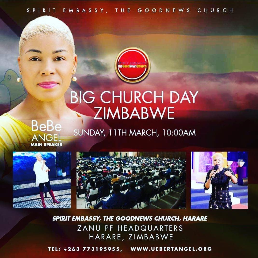 UebertAngel's tweet photo. After INTIMACY CONFERENCE the QUEEN MOTHER, BeBe Angel will be ministering at the BIG CHURCH DAY IN ZIMBABWE, Harare this SUNDAY. Be there!
#GoodNewsZimbabwe https://t.co/NHlJH5tO8S