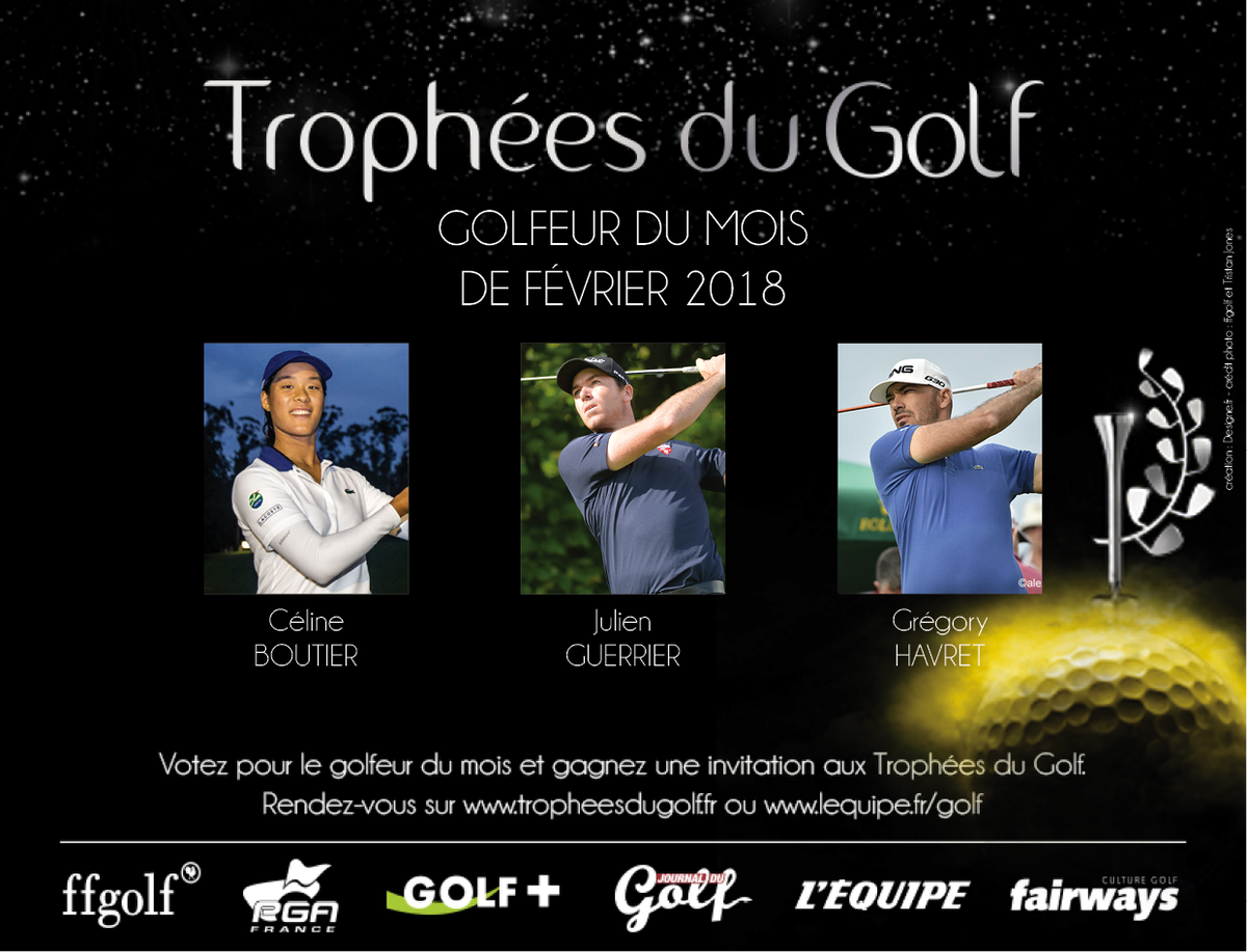tropheesdugolf's tweet photo. Votez pour le Golfeur du mois de février sur https://t.co/oLtm4Jkoxv @celineboutier @guerrier_julien @GregHavret #GoFrenchies #TropheesGolf https://t.co/sfPBCNnZDP
