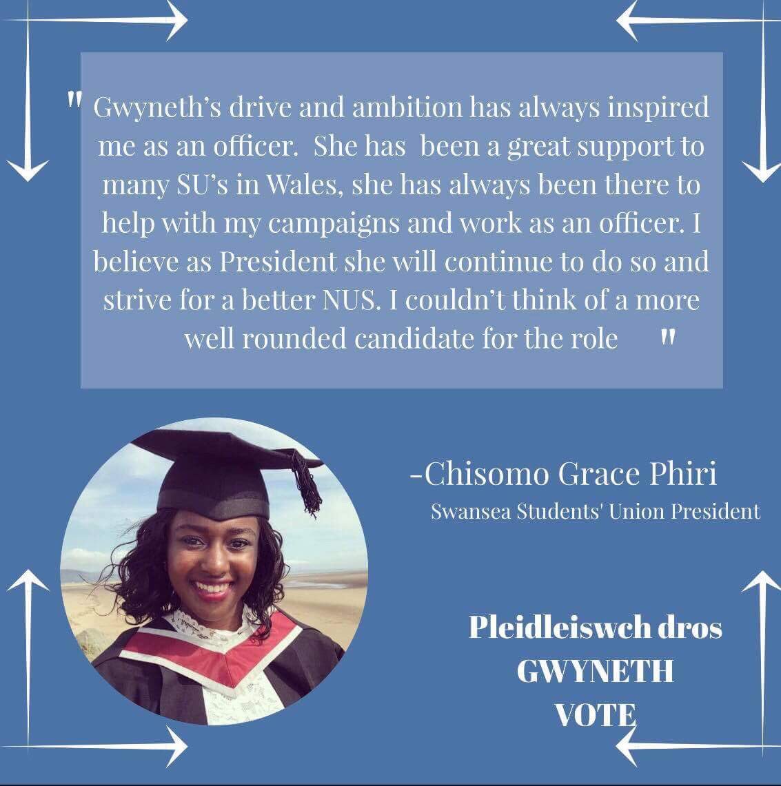 PresidentSUSU's tweet photo. So excited to be backing @gwyn_sweatman for NUS Wales President!! I couldn’t think of better person for the job 💙💙💙 #GwynForTheWin https://t.co/GUkRKXOKbc