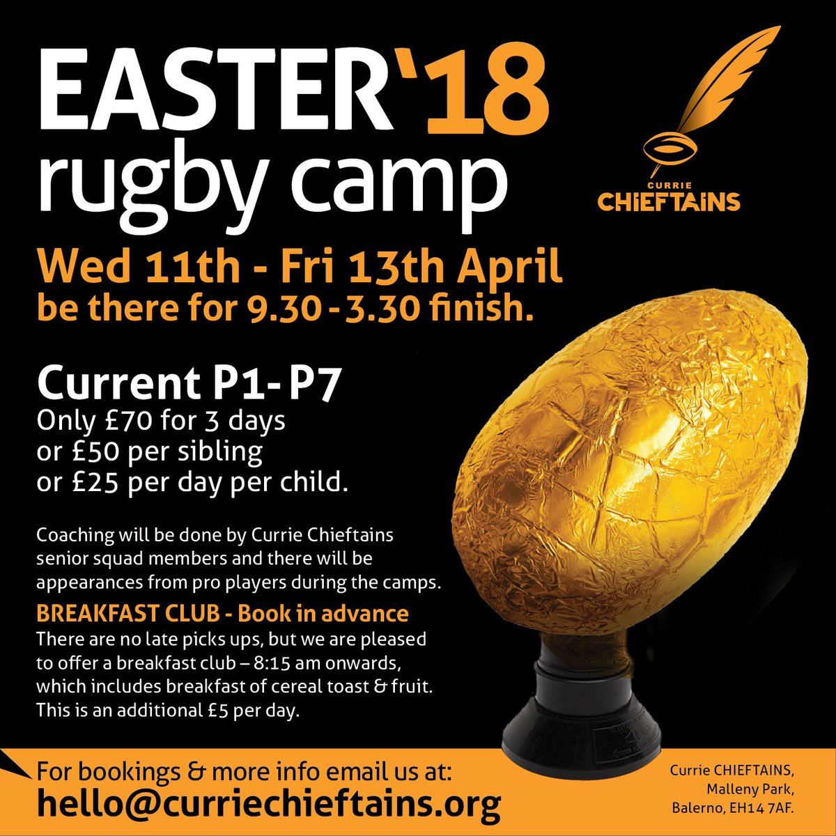 🏉 Easter Camp - BOOK NOW 👇