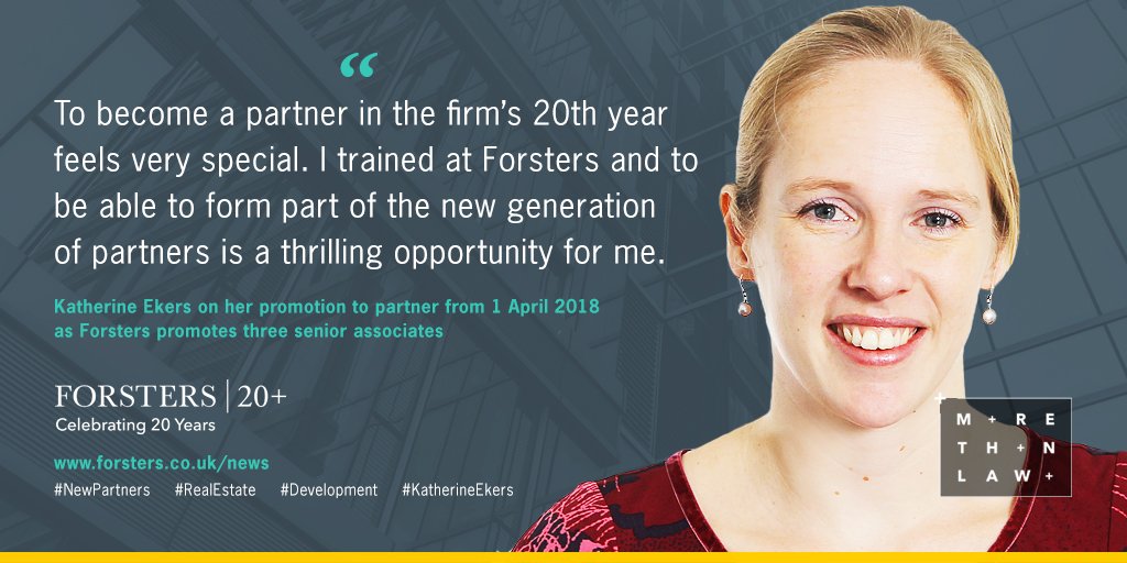ForstersLLP's tweet photo. Katherine Ekers on her promotion to partner from 1 April 2018 as Forsters promotes three senior associates https://t.co/CWqd071TnM #RealEstate #Development #NewPartners #KatherineEkers https://t.co/7usyfIU4GO