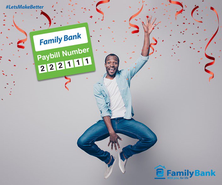 FamilyBankKenya's tweet photo. Paybill number 222111 is an equal opportunity friend. The fast, safe and easy way to make deposits is available to both customers and non-customers. Hatuna ubaguzi :) #LetsMakeBetter https://t.co/BkDF4k94Lz