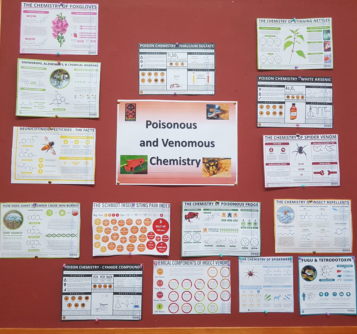 doogarry's tweet photo. Form 4 #Chemistry board. Poisonous &amp; Venomous Chemistry. Their choice of @compoundchem posters. #edchatie @PDSTChem https://t.co/r0qhh6hye0