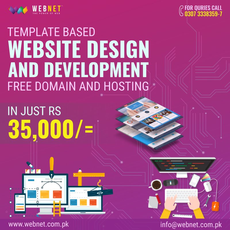 WebnetP's tweet image. Webnet Pakistan Pvt Ltd is offering Template Based Website Design and Development with Free Domain Registration and Hosting In Just Rs 35,000

Hurry Up Limited Time Offer....!! 
Book Now: goo.gl/qx6sP1