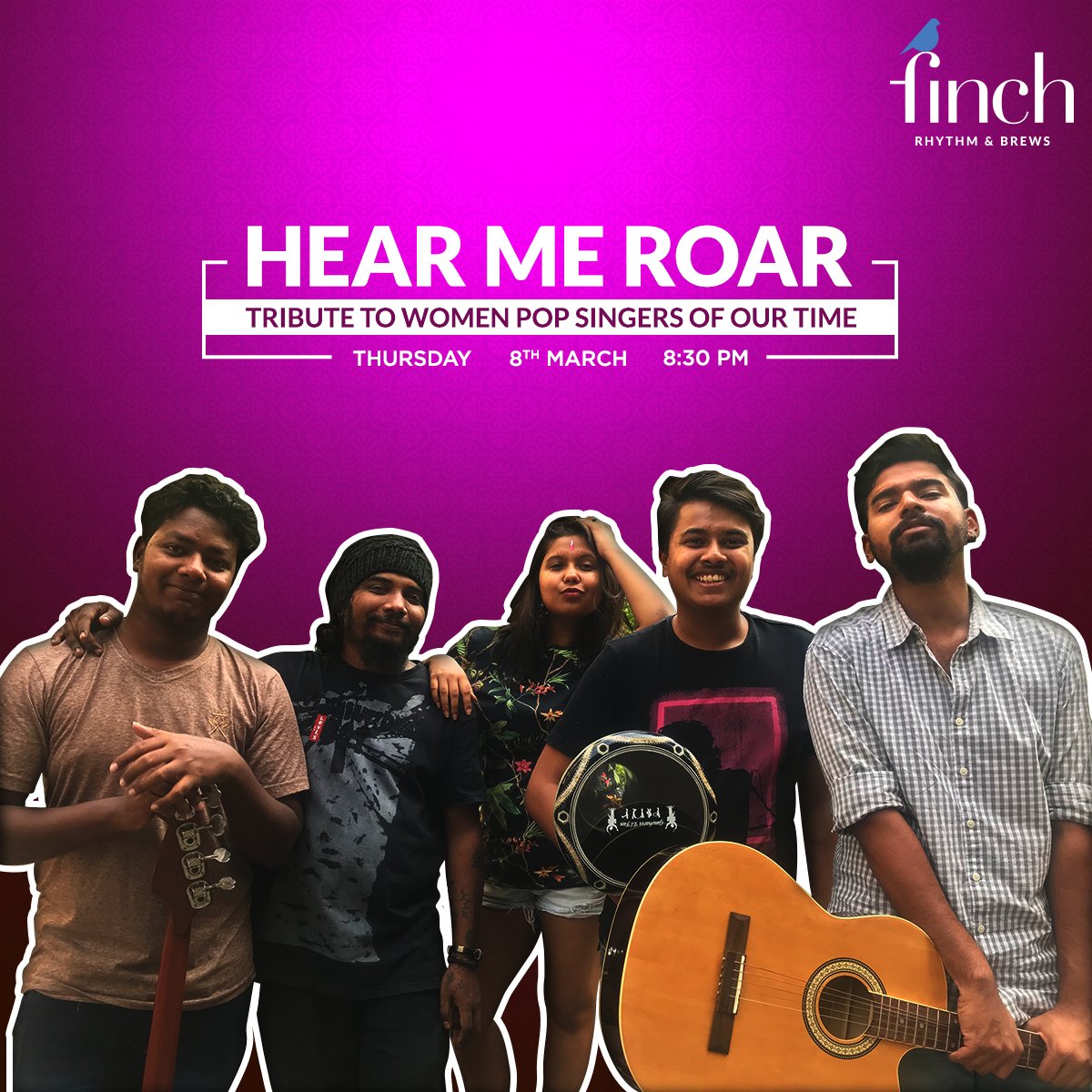 thefinchmumbai's tweet photo. Join us for a spectacular Musical Tribute to all the Women.
#HearMeRoar feat. @aanchalshrivas1 this Women's Day!
Only at The Finch.
#LetsGoFinch
---------------------------
@furtados and @HarmanProIndia https://t.co/wO6nUicf2z