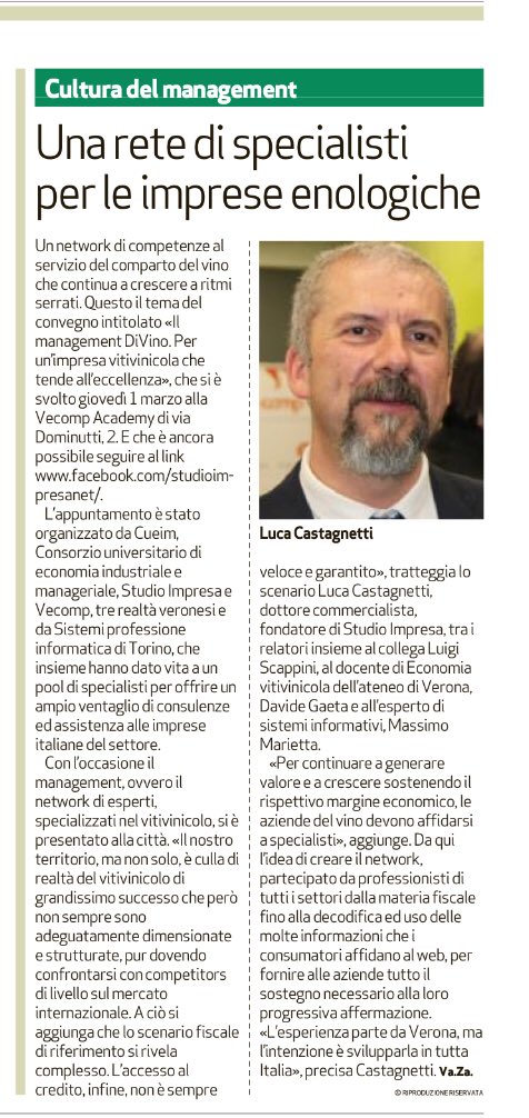 StudioImpresa's tweet photo. @StudioImpresa promuove una importante iniziativa per il mondo del #vino.  @IlVinicolo @VinitalyTour @wine2wineVerona https://t.co/Kn9KvkaVfY