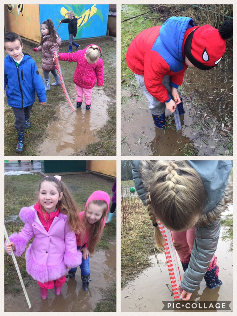 CaldiPrimary's tweet photo. Year 1 having fun measuring how deep the puddles are. How deep do you think the deepest puddle was?
#aetmaths #weloveforestschools https://t.co/0oODWAHcu0