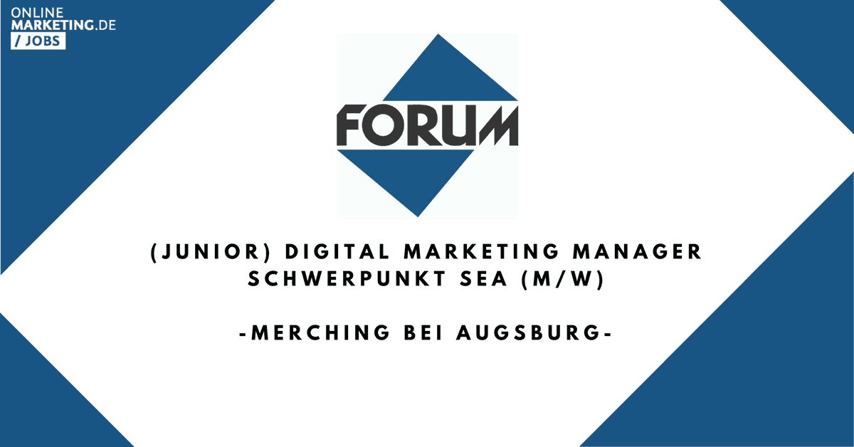 Jobs_OMarketing's tweet image. ➡ (Junior) Digital Marketing Manager mit Schwerpunkt SEA (m/w)
➡ @ForumVerlagCom | #Merching bei #Augsburg

buff.ly/2FfTezL