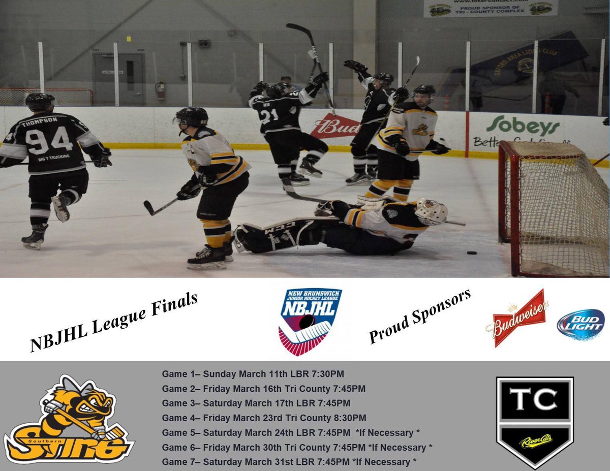 TCrivercats's tweet photo. The finals are set! Series starts Sunday March 11th in Saint John. https://t.co/lKf20oLNLh