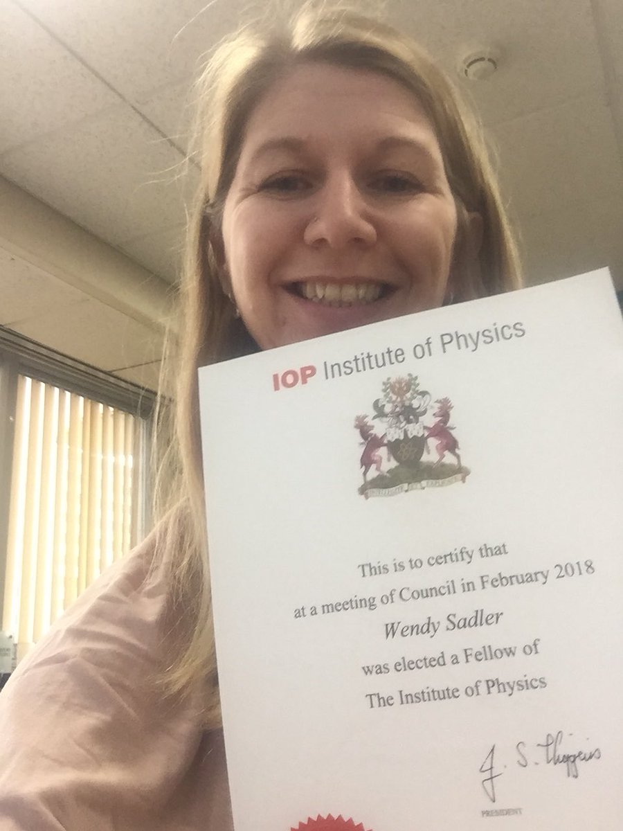 wendyjsadler's tweet photo. Yay!! Super proud to become a FInstP @PhysicsNews @cardiffPHYSX @scimadesimple https://t.co/IYVD5fYpAK