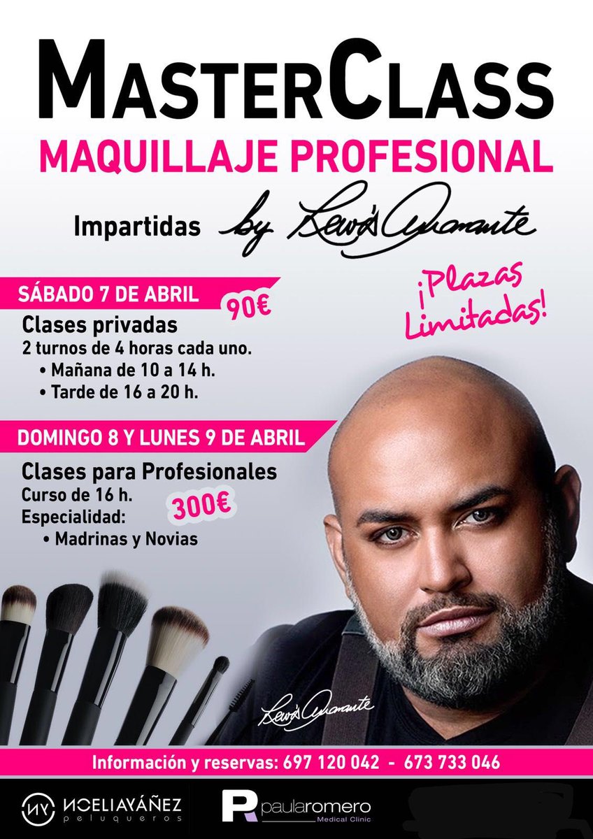 LewisAmarante's tweet photo. Nos vemos muy pronto en Salamanca , os espero con un montón de novedades
¡No te quedes sin tu plaza!

#Masterclass #ByLewisamarante #Makeup #Yoyatengotuspinceles2018 #Yoyatengotuspinceles #Salamanca #NoeliaYañez #PaulaRomero  #RHCBylewisAmarante #RHCollection https://t.co/UaeCsO8UFW