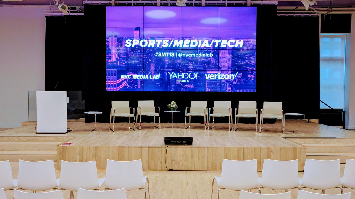 nycmedialab's tweet photo. Today @nycmedialab welcomes 35 speakers on Sports+Media+Tech for the first annual #SMT2018 with @YahooSports and @verizon! https://t.co/QUisMEwFQb