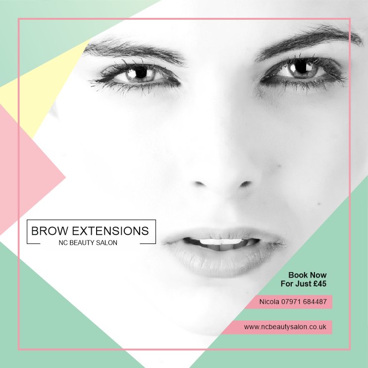 Eyebrow extensions, book now for just £45 in Bolton, Bury at ncbeautysalon.co.uk or call Nicola on 07971 684487