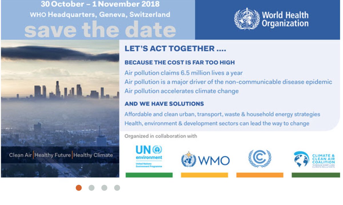 julianmfisher's tweet photo. WHO’s First Global Conference on Air Pollution and Health, 30 October - 1 November 2018 https://t.co/UGfqjMIDO4 education and lifelong learning for health workforce must be central theme in discussions @JimC_HRH @TanaWuliji @RMinghui @MichaelMarmot @kp_holmes @IBE_UNESCO https://t.co/c37Q0iEhJ2
