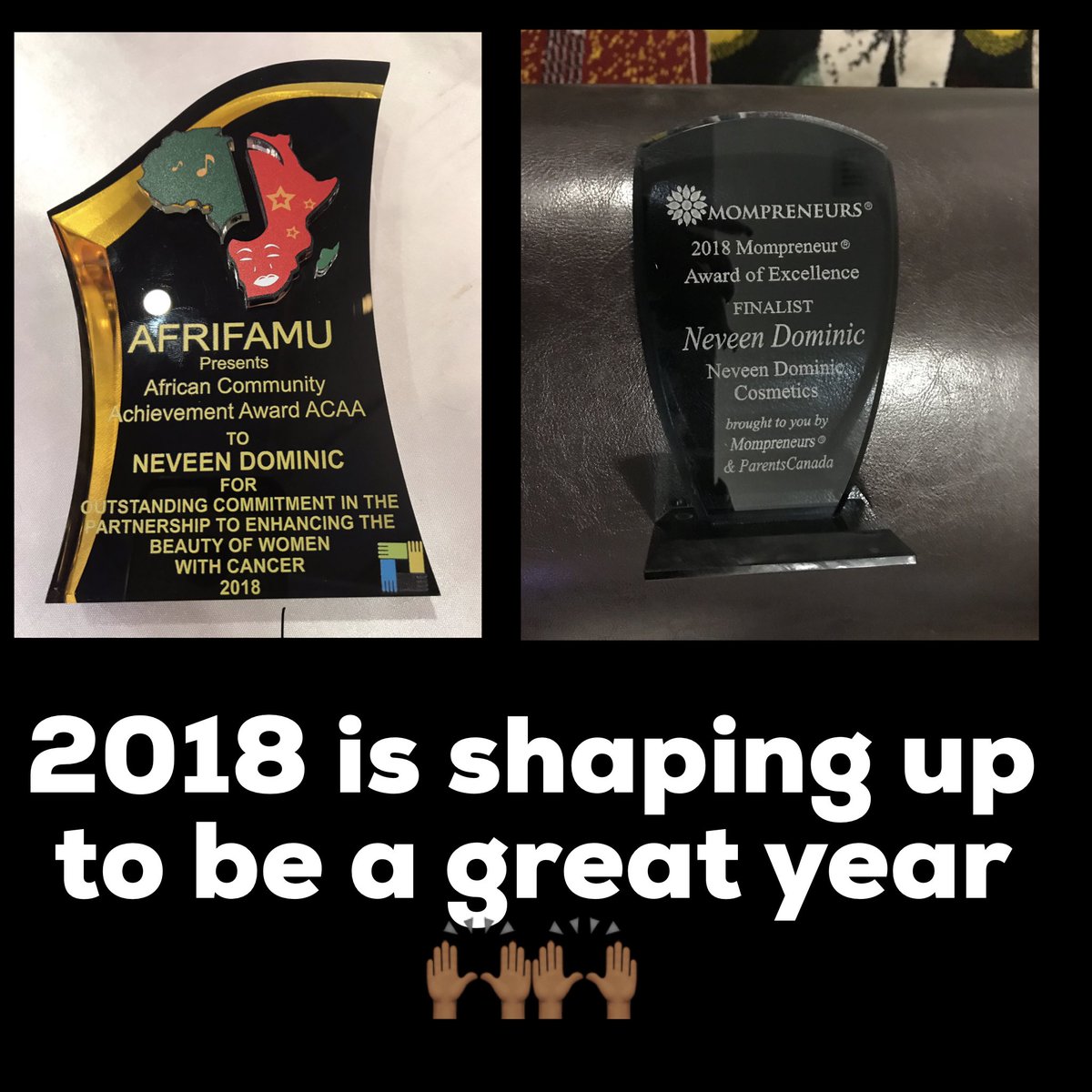 NeveenDominic's tweet photo. 2018 is shaping up to be a great year 🙌🏾🙌🏾. #awards #excellence #afrifamu #Mompreneur https://t.co/c5p0c8k9YP