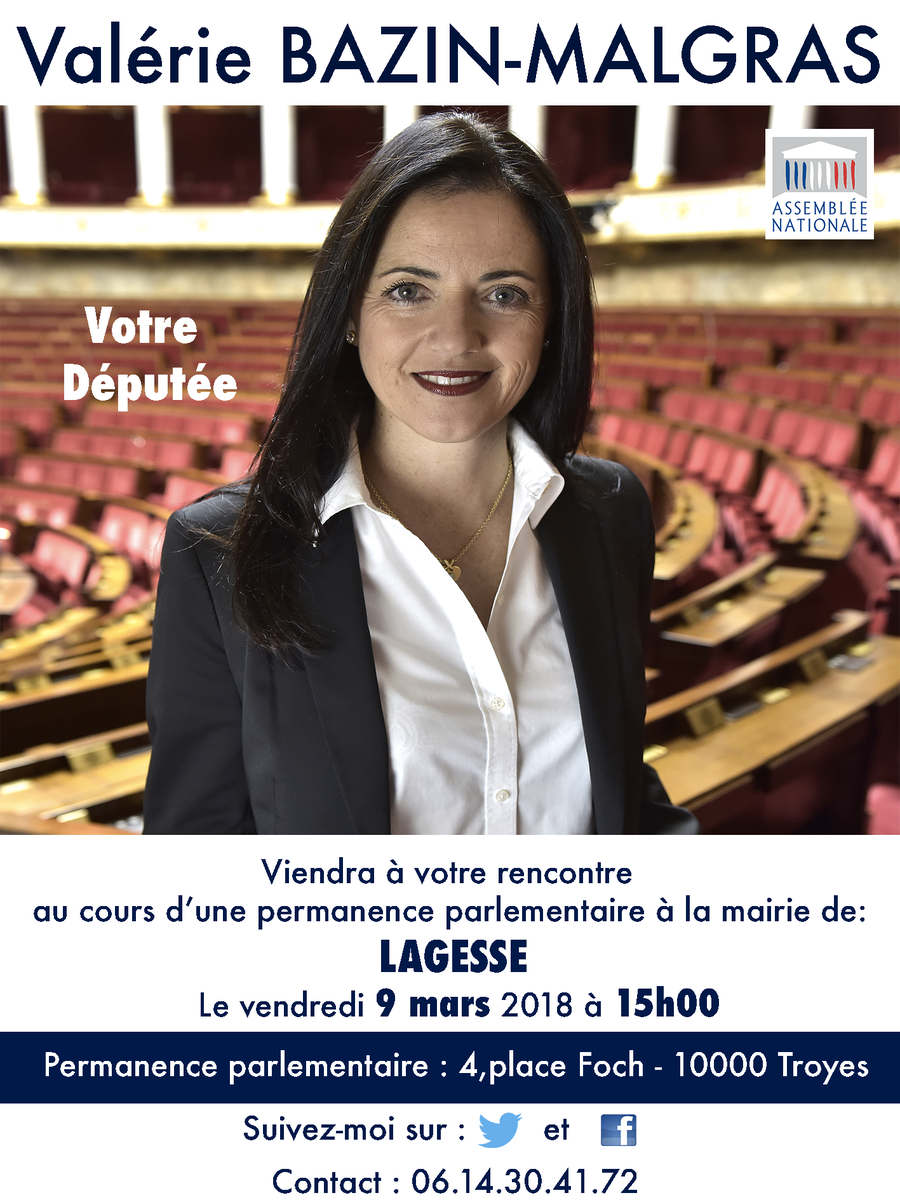 VBazinMalgras's tweet photo. ⚠️ Mes prochaines permanences parlementaires se tiendront vendredi 9⃣ mars :
☑️ à #VillyleBois (9h00)
☑️ à #MaisonslèsChaource (11h00)
☑️ à @Chaource_Aube (14h00)
☑️ à #Lagesse (15h00) https://t.co/p6Bvolpsfc