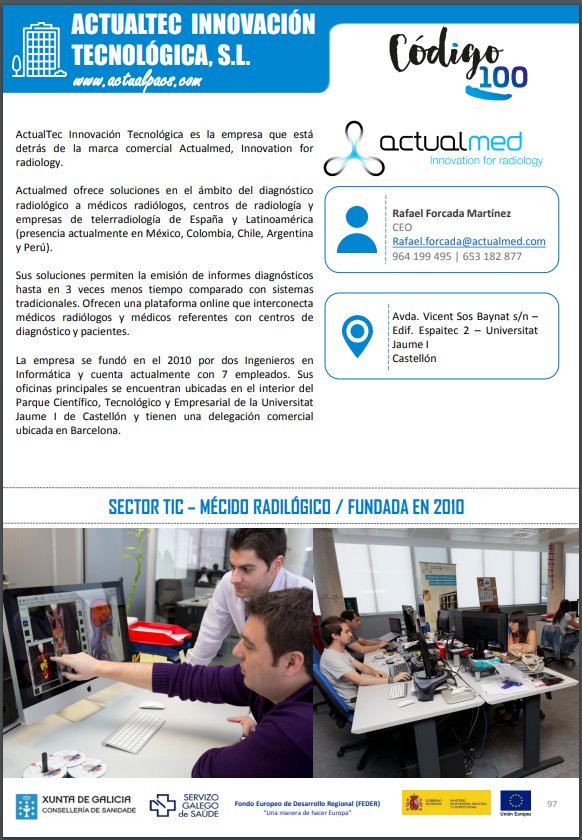 Codigo_100's tweet photo. La empresa @ActualMed está presente en la GUÍA DE INICIATIVAS EMPRESARIALES del proyecto de innovación sanitaria @Codigo_100. La puedes descargar aquí: https://t.co/Ec3BHRF6KF https://t.co/vao2iGfexz