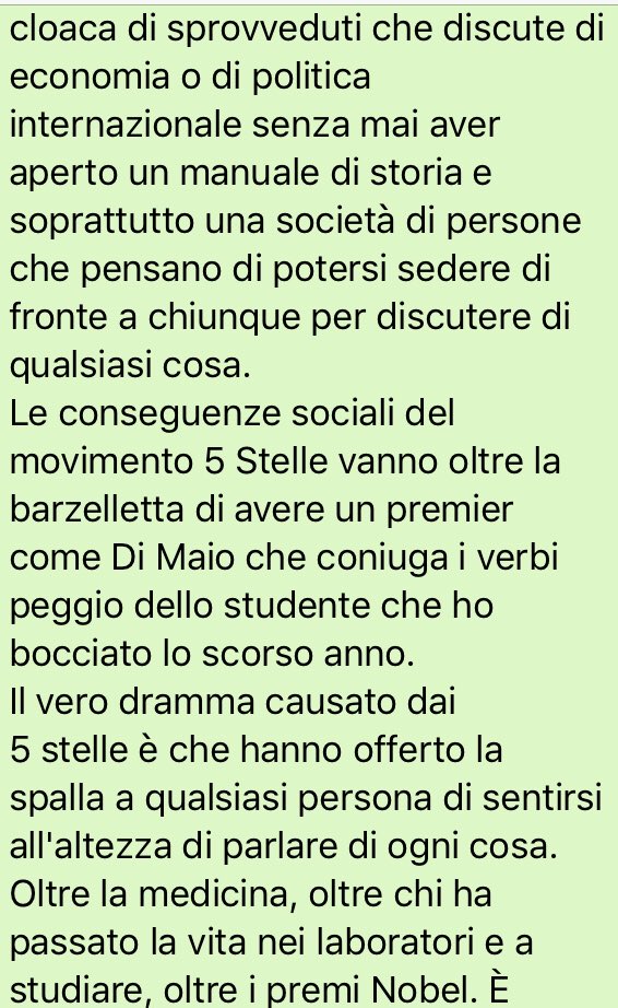 SalvaStef's tweet photo. Ecco un azzeccato ritratto del #movimento5stelle #M5Sbuffoni Leggete e, se ritenete, fate girare questo impietoso ma azzeccato ritratto dei M5S ,fatto dalla
Prof.ssa Maria Cristina Ferraioli
(Sorbonne Universite', Faculte' des lettres. Paris) e che condivido pienamente. https://t.co/UnxK0GDbFD