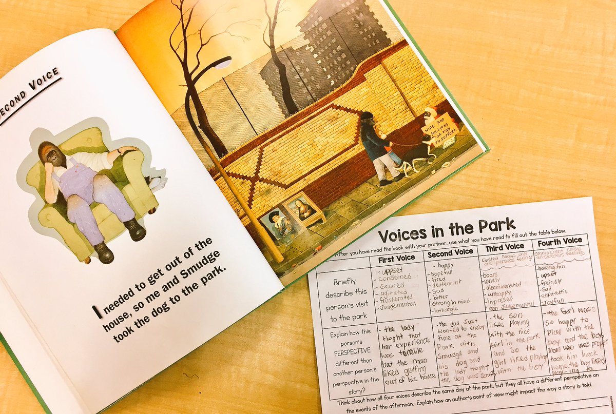 mrscroftsclass's tweet photo. Voices in the Park is an excellent mentor text to introduce perspective & point of view. Also ties nicely into our Focus on Faith theme of: Community & the Common Good #whoistheholyspirit https://t.co/p1emnatGbE