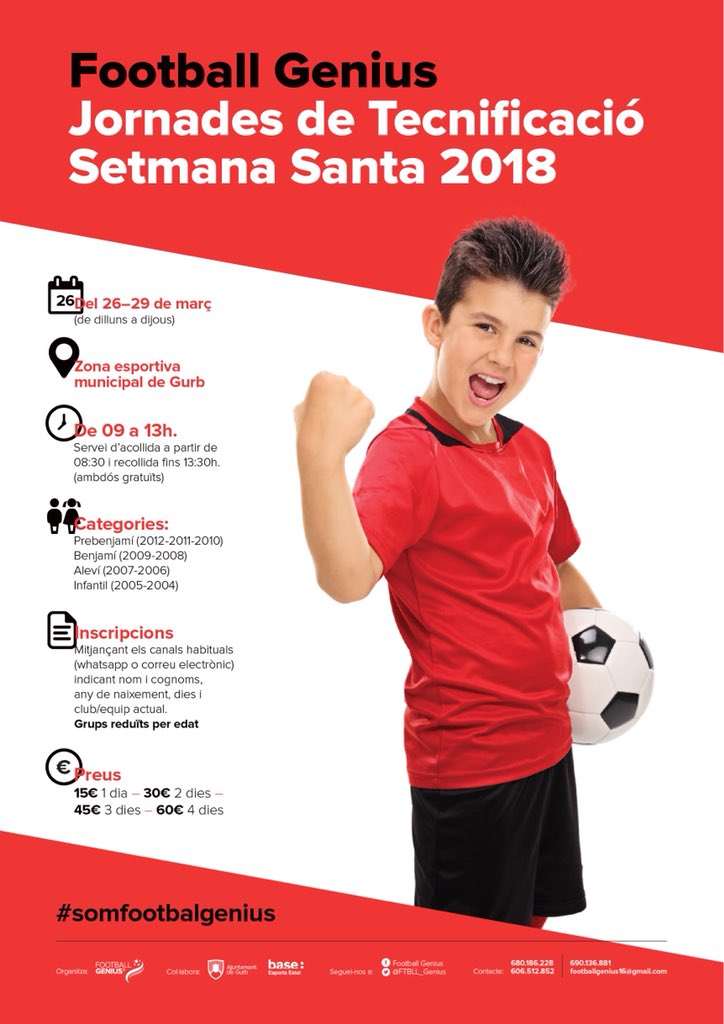 FTBLL_Genius's tweet photo. Participa en una nova edicició de les jornades de tecnificació de Setmana Santa. Inscripcions obertes #somhi #somfootballgenius #3aedició #gurb https://t.co/UwNWskl09U