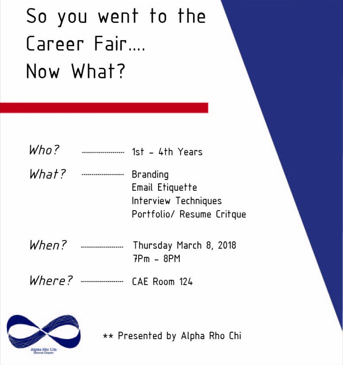 APXSeverus's tweet photo. Not sure about your next step? Join us for another one of our professional events this Thursday, March 8th, from 7-8 pm to get your questions answered! Everyone is welcome to learn more about personal branding, email etiquette, and more!

#FAeA https://t.co/JjqXIuczfi
