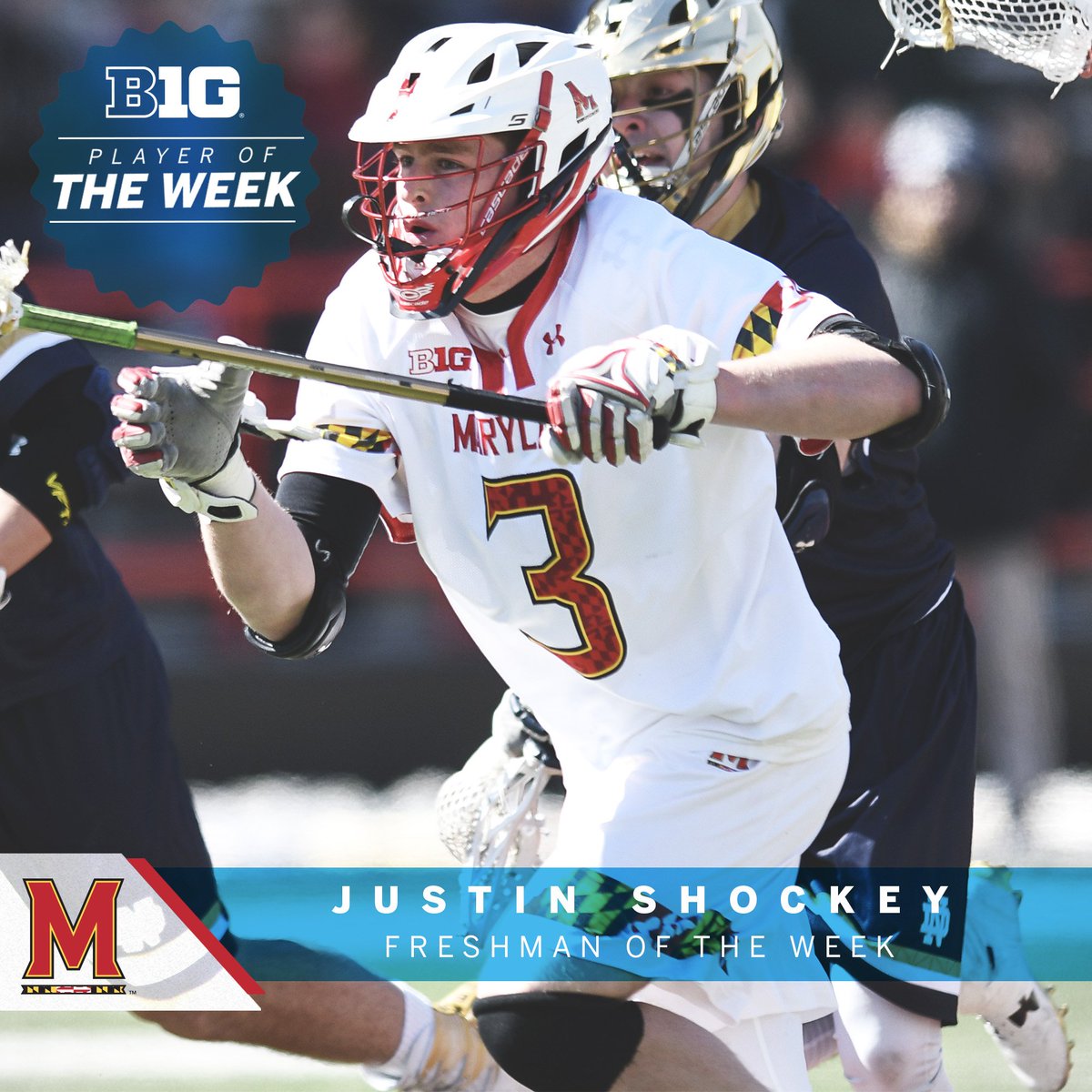 This week's men's #B1GLax Freshman of the Week is Justin Shockey of <a href="/TerpsMLax/">Maryland Men's Lacrosse</a>.