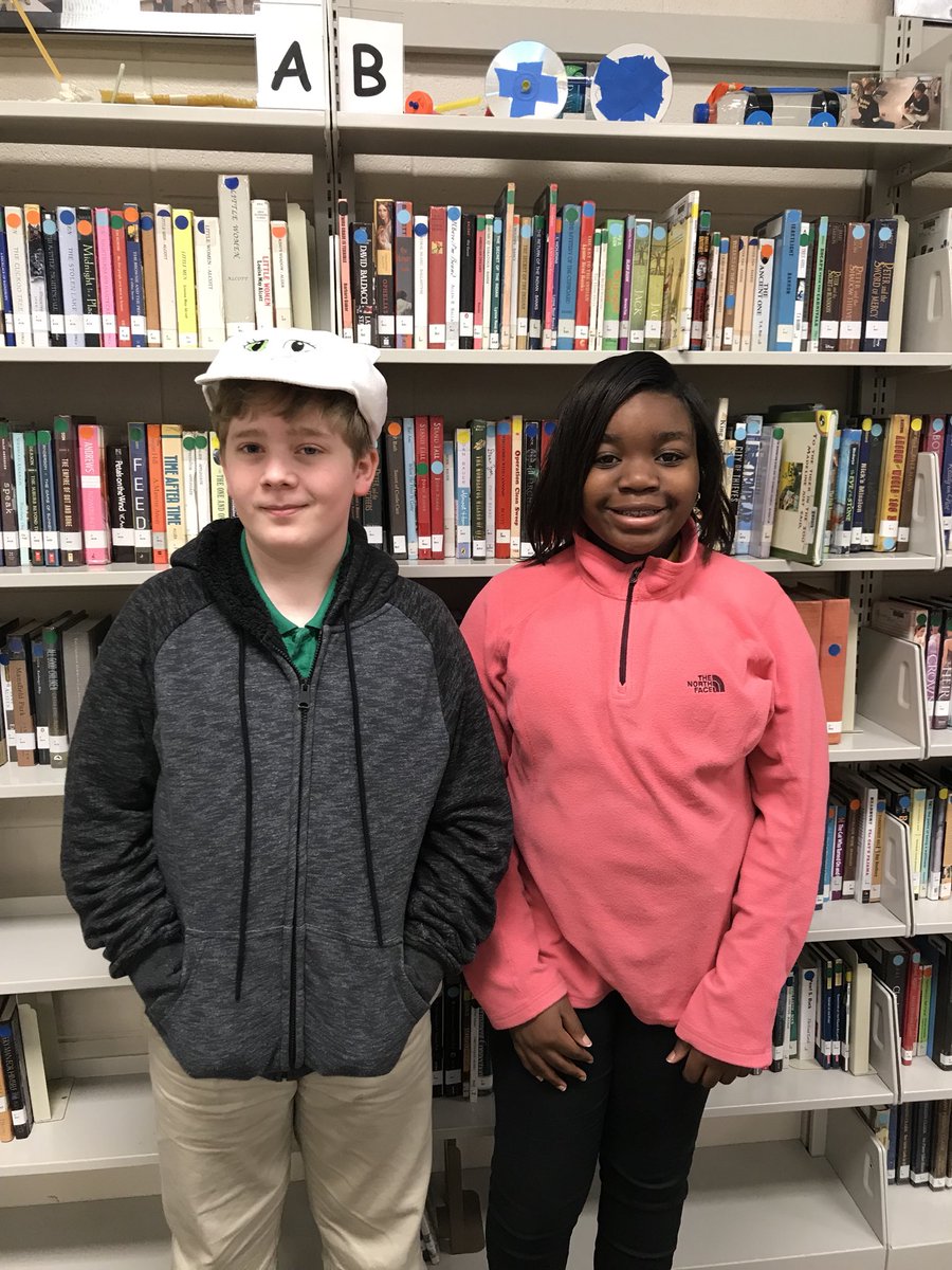 DMScounselor1's tweet photo. DMS students of the week— getting pumped for the book fair next week. #mybookfair #dmsbookfair #studentsoftheweek https://t.co/q5YSAbpUsI