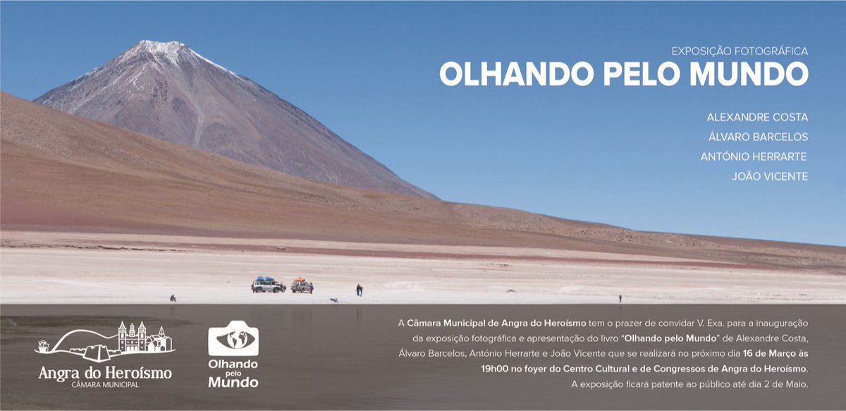 festaseventospt's tweet photo. #exposição #fotografia #olhandopelomundo #angradoheroismo #entradalivre #alexandrecosta #alvarobarcelos #antonioherrarte #joaovicente
Olhando pelo Mundo | Exposição | Fotografia | Centro Cultural e de Congressos de Angra do Heroísmo
https://t.co/7nzf5M2MRV https://t.co/NN0mLCHiFa