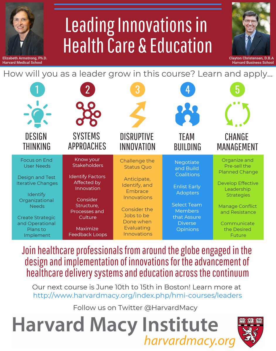 Thinking about #design thinking, disruptive #innovation, & change management in #HPE & #MedEd? Check out this infographic about our Leading Innovations in Health Care and Education course. Faculty include @StobKent1 @darshanatshah @bellamcq1 & @tealmeded bit.ly/1nIwZcG