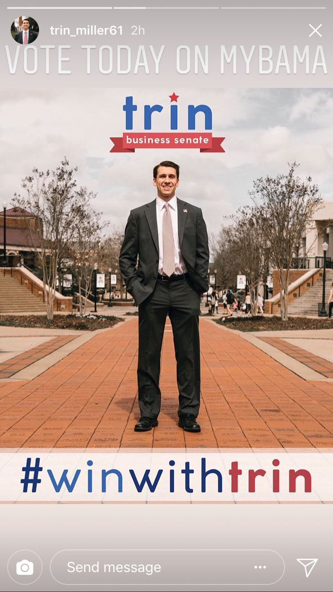 genefulmer1's tweet photo. TWO GREAT CANDIDATES. Vote today on mybama. Get behind either @trin_miller61 or @BennettMcgehee as they run for Business Senate. 7am-7pm! https://t.co/PbrAUT2ror