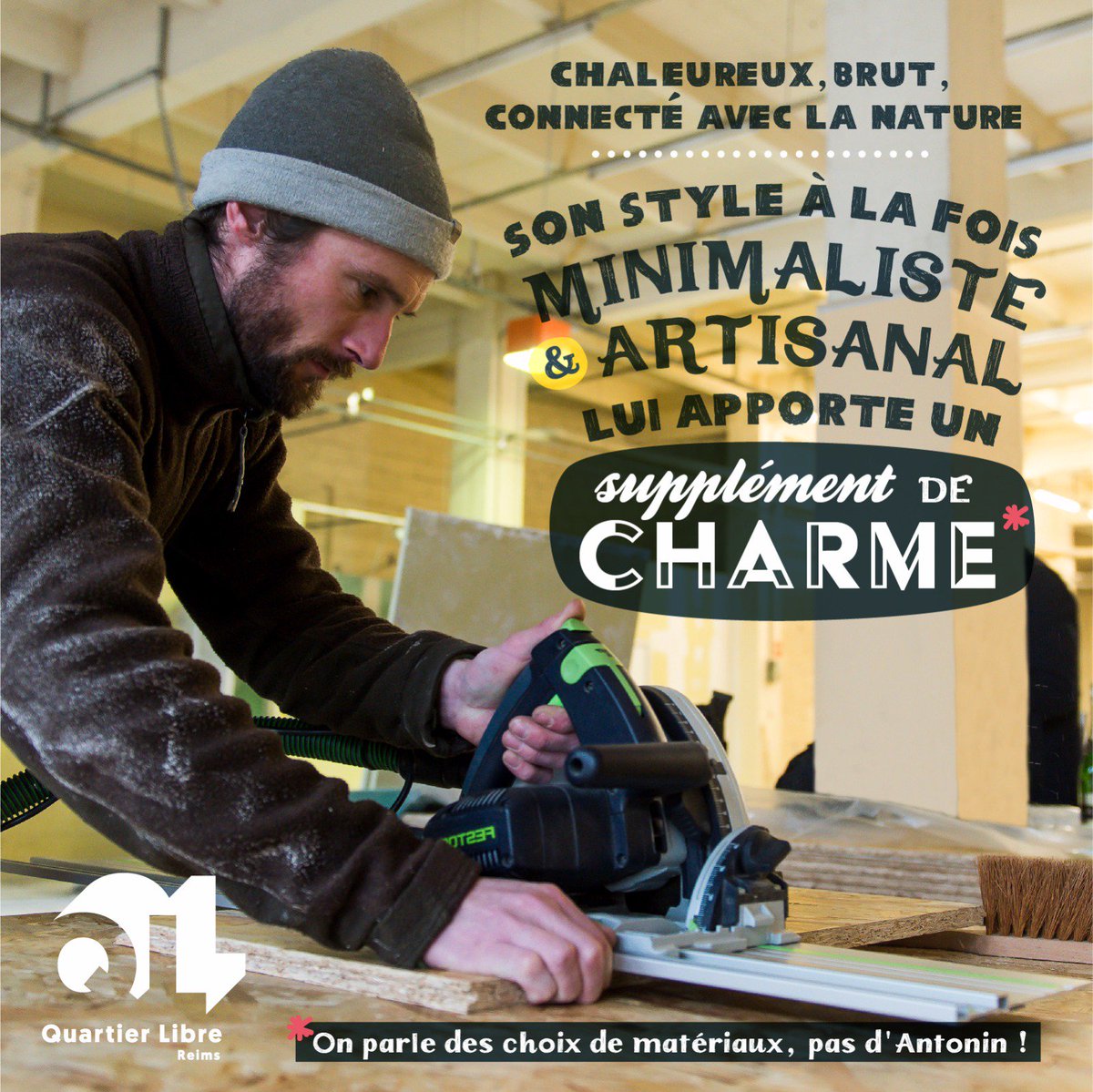 Antonin plante le décor de la #PetiteHalle de @QuartierLibreRs! Des matériaux bruts pour équiper #LePetitQuartier et le Bar à Champagne <a href="/feuillatte/">Nicolas Feuillatte</a> ! Big up à <a href="/leroymerlinfr/">Leroy Merlin</a> et #ComptoirdesPeintures pour leur soutien! Photo: AxelCoeuret Créa: <a href="/csejean/">Christine Sejean</a>
#StayTuned #onpréparelasuite