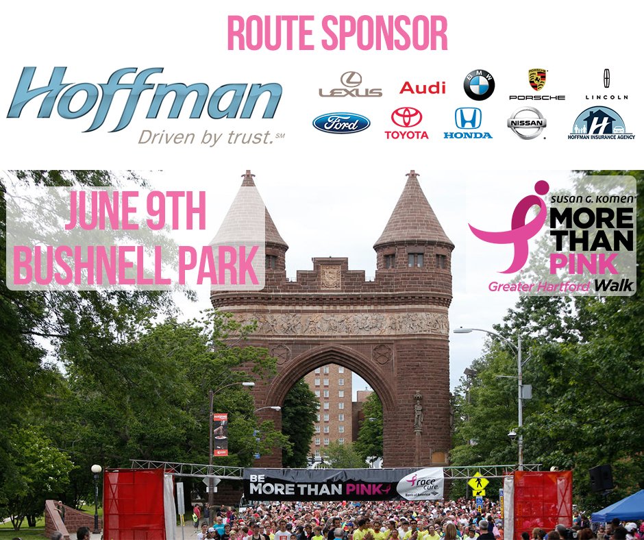 HoffmanAutoGrp's tweet photo. .@HoffmanAutoGrp is proud to be the Route Sponsor at this year's Greater Hartford More Than Pink Walk on June 9 at Bushnell Park! Register by 3/10 to save $10! @KomenNewEng #KomenNE #MTPWalkHAR https://t.co/7glDKCX4Uh https://t.co/8pVHEGvDcy